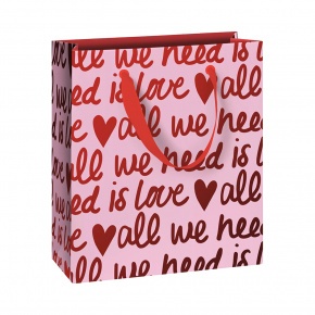 Stewo ajándéktasak (18x8x21 cm) rózsaszín, szíves, feliratos, Amaia (6)