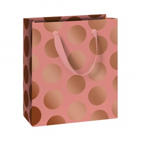 Stewo ajándéktasak (18x8x21 cm) metál rosegold, nagy pöttyös Vanda (6)