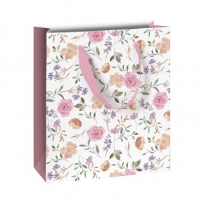 Stewo ajándéktasak (18x8x21 cm) mályva, bézs rózsák, Flowers (6)