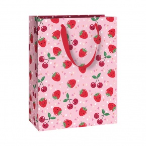 Stewo ajándéktasak (23x13x30 cm) rózsaszín, epres-cseresznyés, Yumi (6)