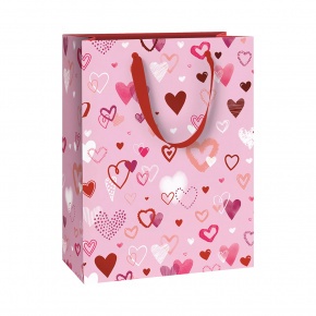 Stewo ajándéktasak (23x13x30 cm) rózsaszín, szívecskés, Amaia (6)