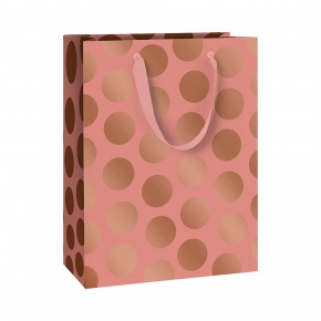 Stewo ajándéktasak (23x13x30 cm) metál rosegold, nagy pöttyös, Vanda (6)