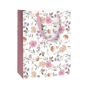 Stewo ajándéktasak (23x13x30 cm) mályva, bézs rózsák, Flowers (6)