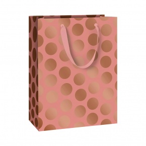 Stewo ajándéktasak (28x15x36 cm) metál rosegold, nagy pöttyös, Vanda (6)