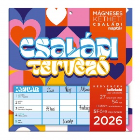 Lizzy Hűtőmágneses naptár 2 heti 2026 Családi tervező