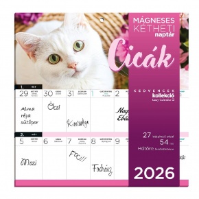 Lizzy Hűtőmágneses naptár 2 heti 2026 Cicák