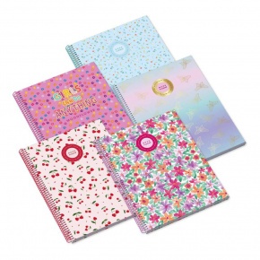 AMBAR Spirálfüzet A5, 80 lapos kockás, Moonflower Cherry