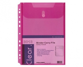 FOLDERMATE Irattartó boríték, A4, lefűzhető, tépőzáras CLEAR, pink