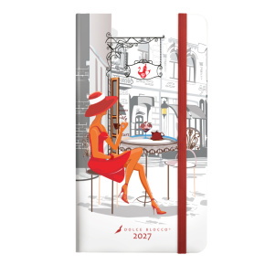 Dolce Blocco határidőnapló,  Secret Pocket Planner fekvő, heti 2027 Cafe Belle