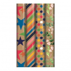 Eurowrap tek.csomagolópapír (70x300 cm) kraft, 4-féle (5)