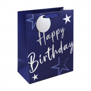 Eurowrap ajándéktasak (26,5x33x14 cm) kék, Happy Birthday (4)