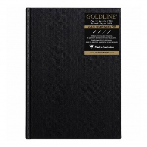 Clairefontaine vázlatkönyv (10,5x14,8 cm, 140 g/m2, 50 lap) goldline/ fekete