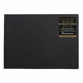 Clairefontaine vázlatkönyv (14,8x10,5 cm, 140 g/m2, 50 lap, fekvő) goldline/ fekete