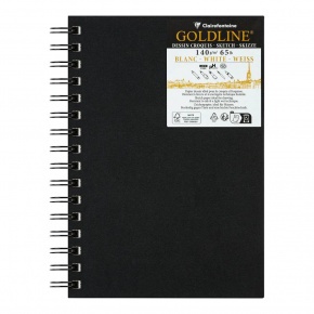 Clairefontaine vázlatkönyv (14,8x21 cm, 140 g/m2, 50 lap, spirálos) goldline/ fekete