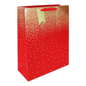 Eurowrap ajándéktasak (26,5x33x14 cm) piros, arany ombre, csillagos (5)