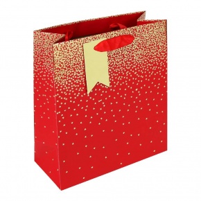 Eurowrap ajándéktasak (21,5x25x10 cm) piros, arany ombre, csillagos (5)