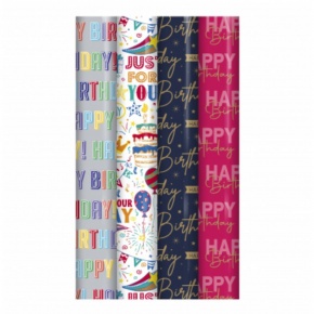 Eurowrap tek.csomagolópapír (70x300 cm) Happy Birthday, 4-féle (5)
