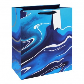 Eurowrap ajándéktasak (26,5x33x14 cm) kék, márványmintás (6)