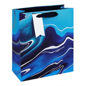 Eurowrap ajándéktasak (21,5x25x10 cm) kék, márványmintás (6)