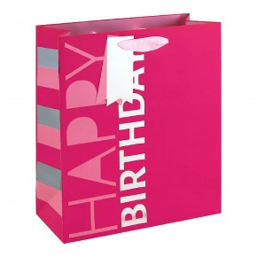 Eurowrap ajándéktasak (21,5x25x10 cm) pink, Happy Birthday (6)