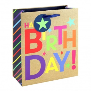 Eurowrap ajándéktasak (21,5x25x10 cm) Happy Birthday, színes feliratos (6)