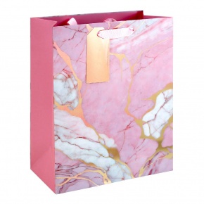 Eurowrap ajándéktasak (26,5x33x14 cm) rózsaszín, márványmintás (6)