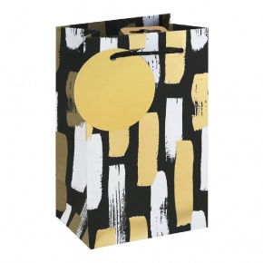 Eurowrap ajándéktasak (12,7x20,3x9 cm) fekete-fehér-arany csíkos (6)