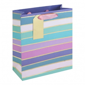 Eurowrap ajándéktasak (21,5x25x10 cm) kék-lila csíkos (6)