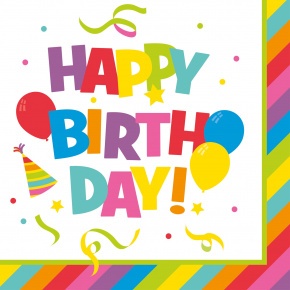 Herlitz Szalvéta 33x33 cm, 20 db/csg, 3 rétegű Happy Birthday