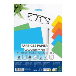 Stylex színes fénymásolópapír, A4, 80 g, 5 féle szín, 40 lap (6)