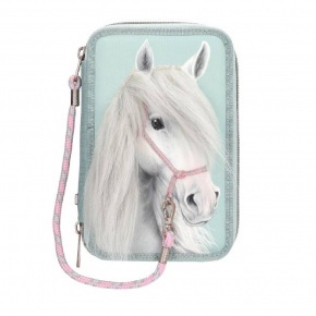 TOPModel töltött tolltartó, 3-emeletes, ló fésülhető sörénnyel, világoskék, Miss Melody (5)