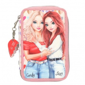 TOPModel töltött tolltartó, 2-emeletes, rózsaszín, barátnős, HEART TO HEART (6)