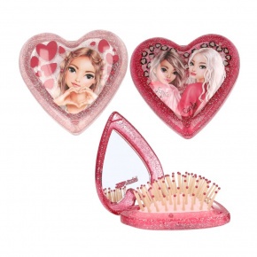 TOPModel hajkefe, tükörrel, összecsukható, szív formájú, 2-féle, LEOHEART (5)