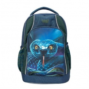 TOPModel iskolai hátizsák (40x30x19 cm), sötétkék-zöld, kígyós Adventure World (6)