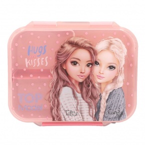 TOPModel uzsonnásdoboz elválasztóval, barátnős, rózsaszín pöttyös DOTS(6)