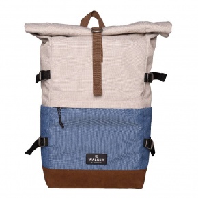 Schneiders Walker hátizsák, kék-bézs (29x45-64x17 cm, 23-30l) popcorn-azure, roll up two (6)