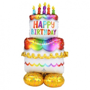Amscan felfújható XL dekorációs fólia lufi, születésnapi torta, 68x134 cm, AirLoonz