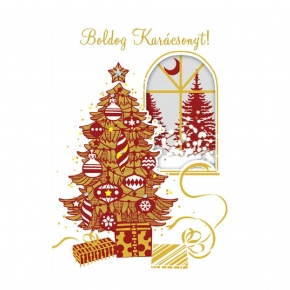 Üdvözlőlap "K" árkód, Arany fenyőfával
