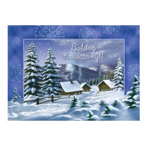Képeslap "C" árkód, karácsony, Téli táj