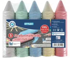 Stylex aszfaltkréta XXL, 5-féle szín/csomag