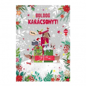 Üdvözlőlap "I" árkód, Karácsonyi kutyusok