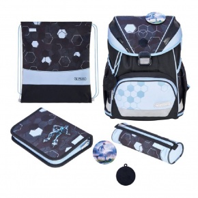 Herlitz iskolatáska UltraLight XL Plus Cyber Soccer, Felszereltsége: 2-klapnis, üres tolltartó, ovál tolltartó, sportzsák