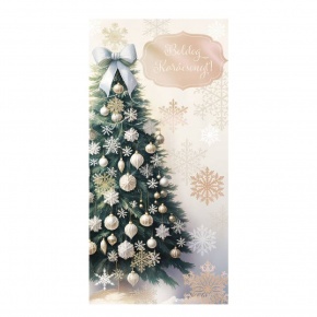 Üdvözlőlap "H" árkód, Karácsonyfa arany,fehér
