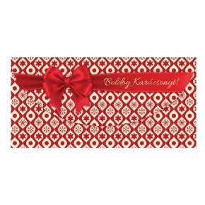 Üdvözlőlap "I" árkód,Piros masnis