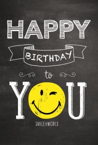BSB képeslap, Happy Birthday, fekete, smile (állvány) (51-0776)