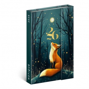 5412-FO Reálszisztéma Heti beosztású, mágnessel záródó határidőnapló, 10,5 x 15,8 cm Fox (2026)