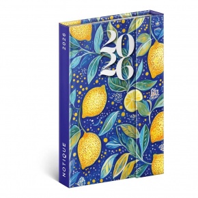 5412-LE Reálszisztéma Heti beosztású, mágnessel záródó határidőnapló, 10,5 x 15,8 cm Lemons (2026)