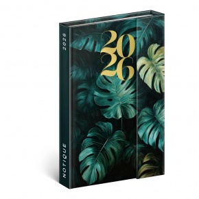 5412-MO Reálszisztéma Heti beosztású, mágnessel záródó határidőnapló, 10,5 x 15,8 cm Monstera (2026)