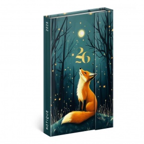 5413-FO Reálszisztéma Heti beosztású, mágnessel záródó határidőnapló, 12,5 x 20,8 cm Fox (2026)