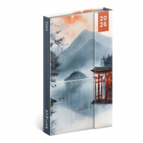 5413-JA Reálszisztéma Heti beosztású, mágnessel záródó határidőnapló, 12,5 x 20,8 cm Japan (2026)